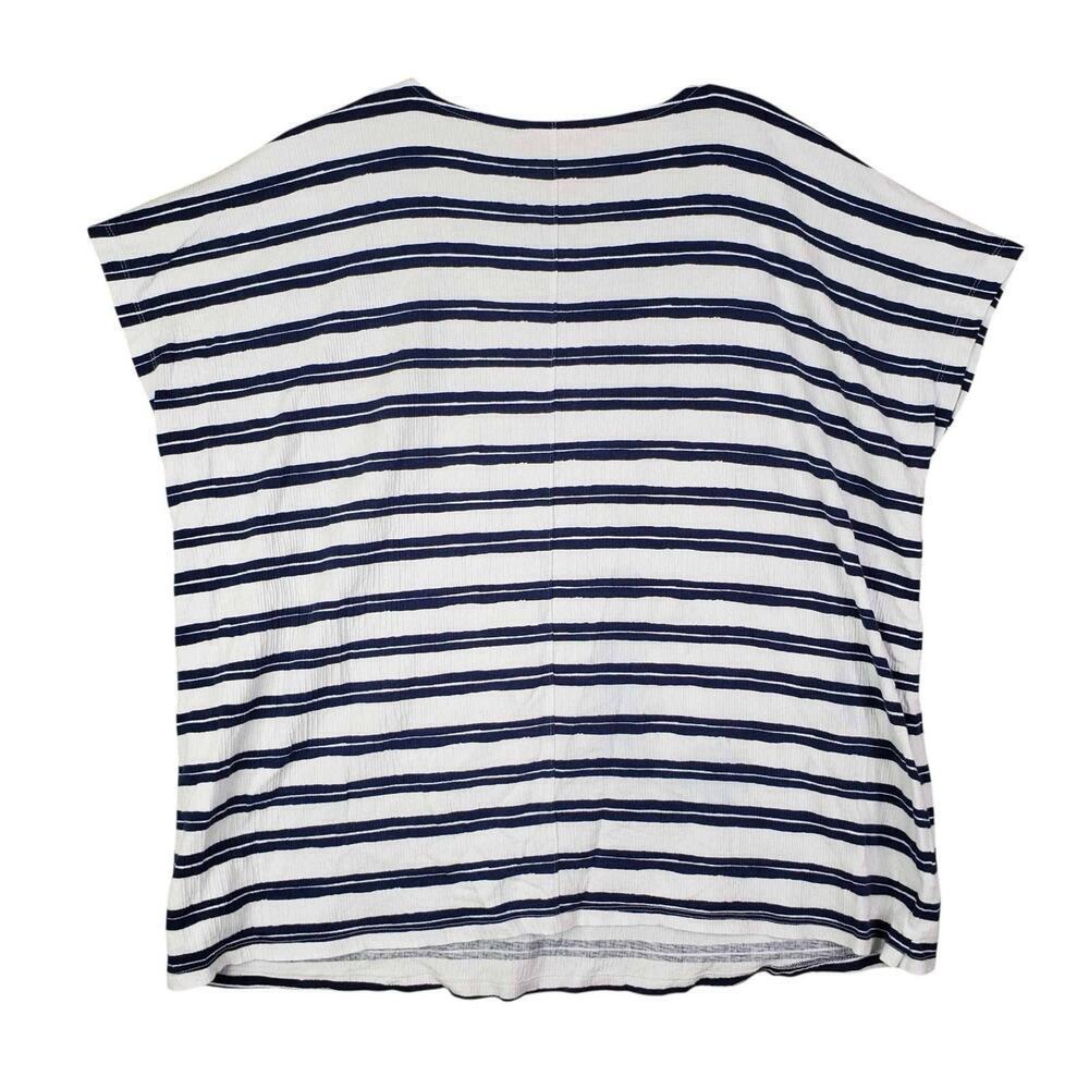 Lands End Shirt Women's Plus Size 20 22 Navy Blue White Stripe Short Sleeve Tee - Picture 3 of 9